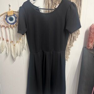 LuLaRoe Black Short-Sleeve Fit & Flare Mini Dress